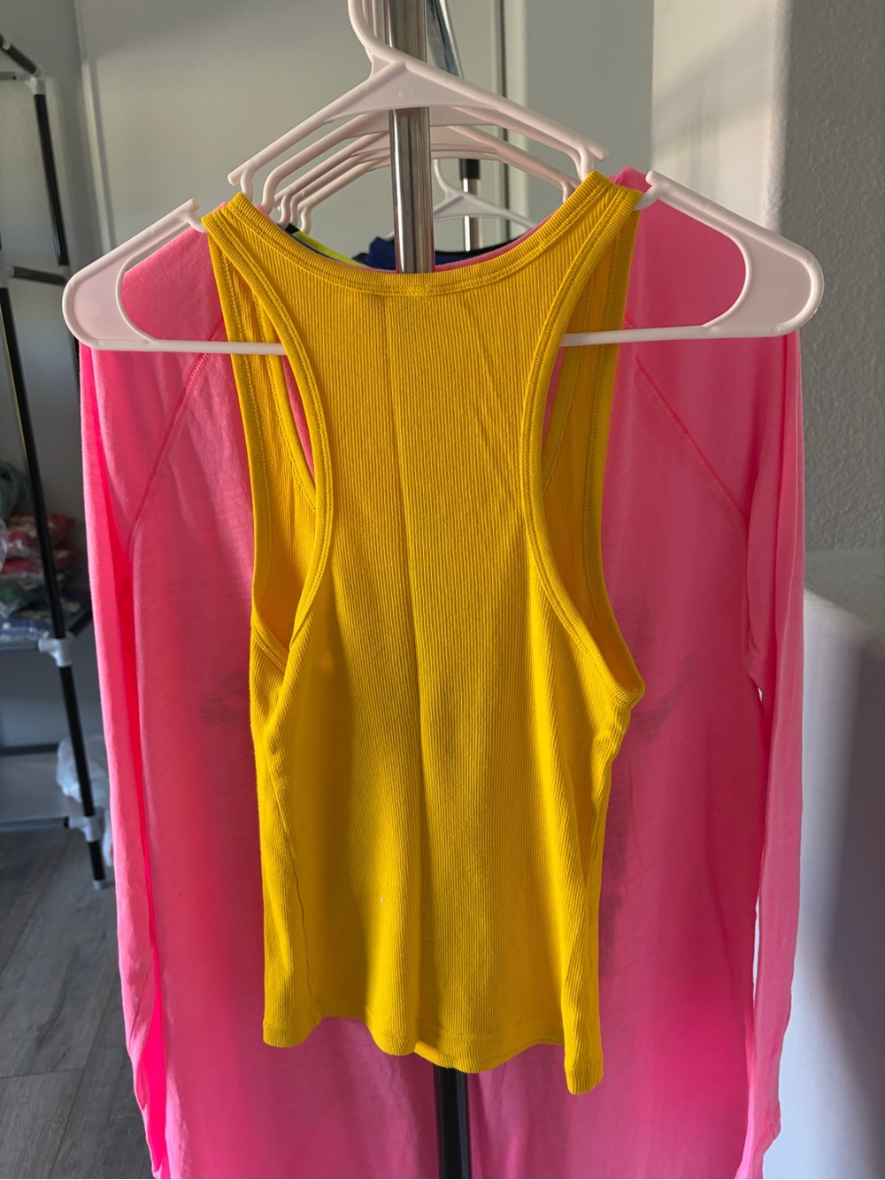PINK Victoria's Secret Yellow Ribbed Racerback Tank - Picture 3 of 4